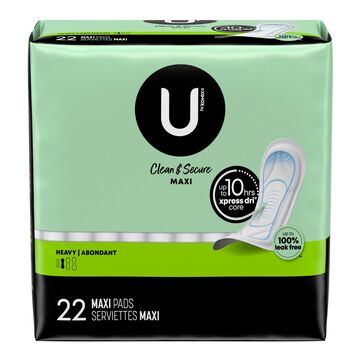 U by Kotex Clean & Secure Maxi Heavy Pads 22ct
