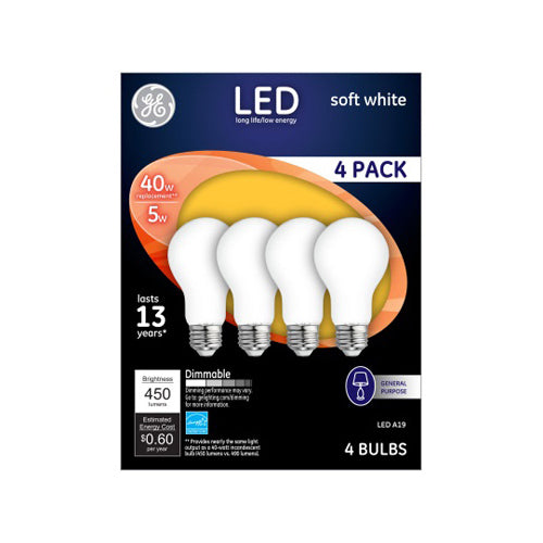 GE Soft White LED 5-Watt Lightbulbs 4 Pack