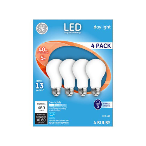 GE LED 5-Watt 4 Pack A-19 Bulbs