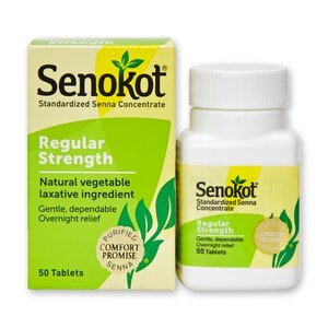 Senokot Regular Strength Laxative Natural Vegetable Laxative Ingredient (50 tablets)