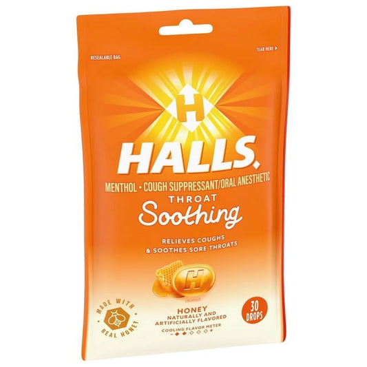 Halls Cough Drops Throat Soothing Honey 30count