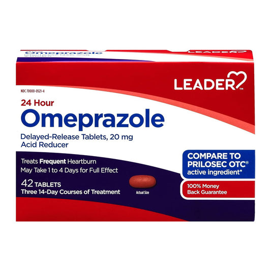 Leader 24 Hour Omeprazole 20mg (42 delayed-release tablets)