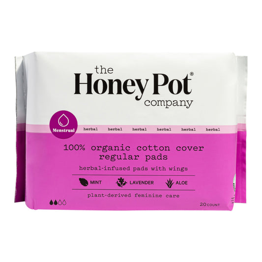 The Honey Pot 100% Organic Cotton Cover Regular Pads 20ct