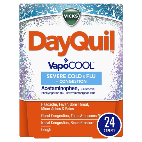 Vicks Dayquil Vapocool Severe Cold & Flu + Congestion 24 coated caplets