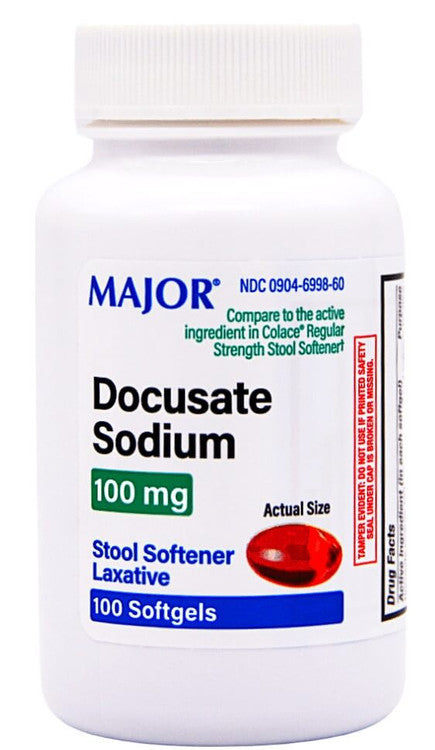 Major Docusate Sodium 100mg Stool Softener Laxative (100 softgels)