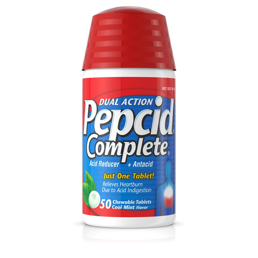 Pepcid Complete Dual Action Cool Mint Flavor 50 Chewable Tablets