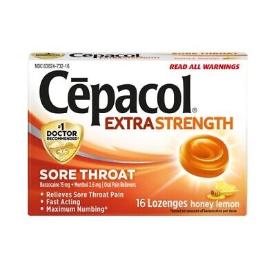 Cepacol Extra Strength Sore Throat Honey Lemon 16 lozenges