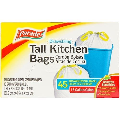 Parade Drawstring Tall Kitchen Bags - 45 Count - Fine Fare - Delivered by Mercato