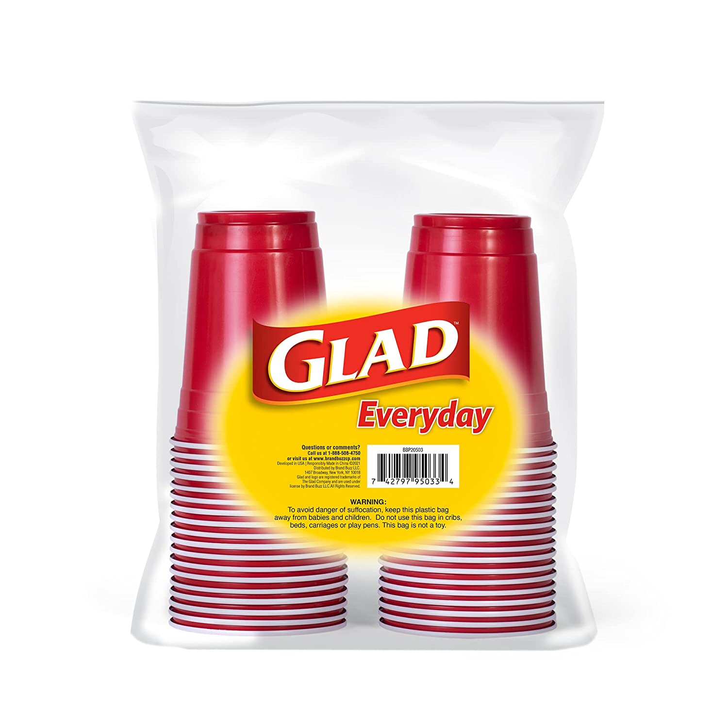 Glad Everyday Plastic Cups 18oz 36ct Red | Red Plastic Cups, 36 Count | Strong A