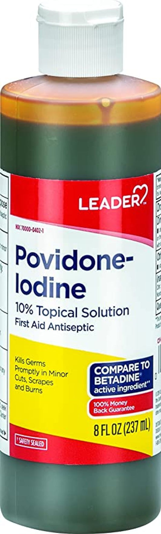 Leader Povidone-Iodine 10% Topical Solution 8OZ
