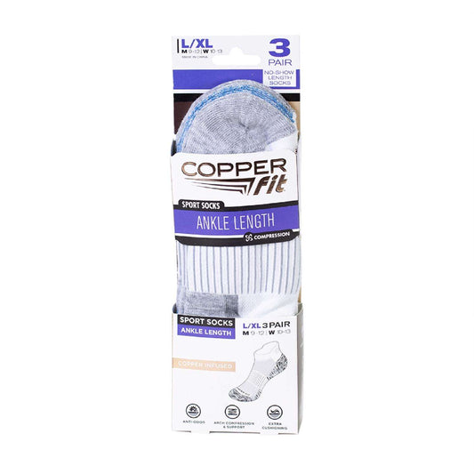 Copper Fit Ankle Length Compression Sport Socks L/XL