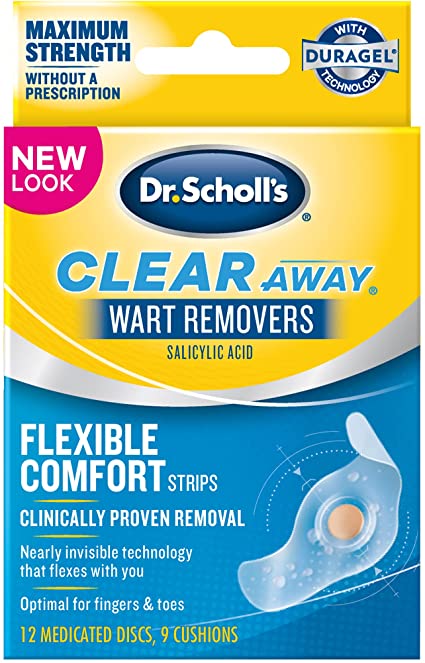 Dr. Scholl's Clear Away Wart Remover with Hydrogel Technology, 12 Medicated  Discs and 9 Cushioning Pads 