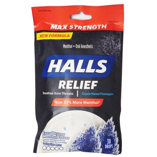 Halls Cough Drops Max Strength Menthol 30count