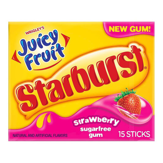 Juicy Fruit Starburst Strawberry Sugarfree Gum 15sticks