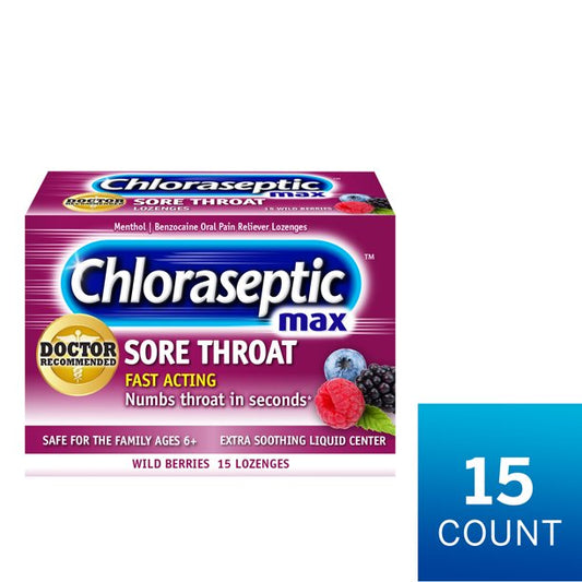 Chloraseptic Max Sore Throat Wild Berries 15 lozenges