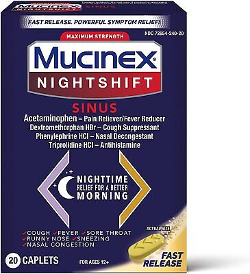 Mucinex Maximum Strength Nightshift Sinus Caplets (20 caplets)