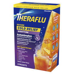 Theraflu Severe Cold Relief Nighttime Honey Lemon Flavor (6 packets)