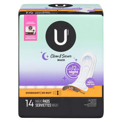 U by Kotex Clean & Secure Maxi Overnight Pads 14ct