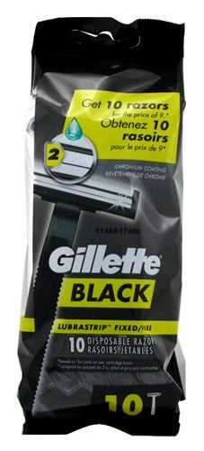 Gillette Mens Black Razor Disposable 10 Count