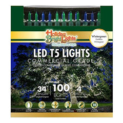HOLIDAY BRIGHT LIGHT Christmas Led 100-light Set, T5, Commercial Grade, Wintergreen, Blue & Green, 34-ft.