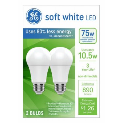 GE Soft White 75-Watt LED Lightbulbs 2 Pack