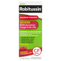 Robitussin Maximum Strength Severe Multi-Symptom Cough Cold + Flu Raspberry 4 fl oz