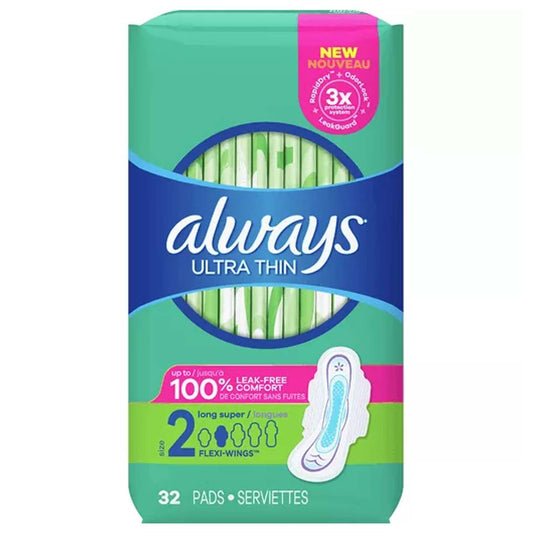 Always Ultra Thin Long Super Flexi-Wings Pads Size 2 (32 count)