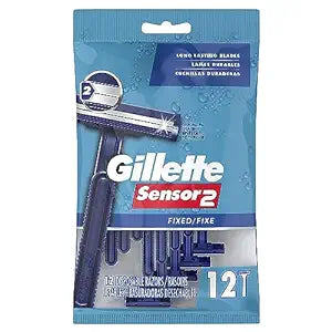 Gillette Sensor2 Fixed Disposable Razors, 12 Count