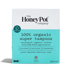 The Honey Pot 100% Organically Grown Cotton Super Tampons 18ct