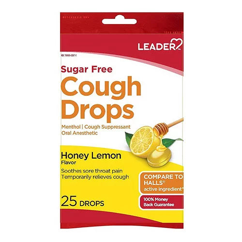 Leader Sugar-Free Cough Drops Honey Lemon 25 drops