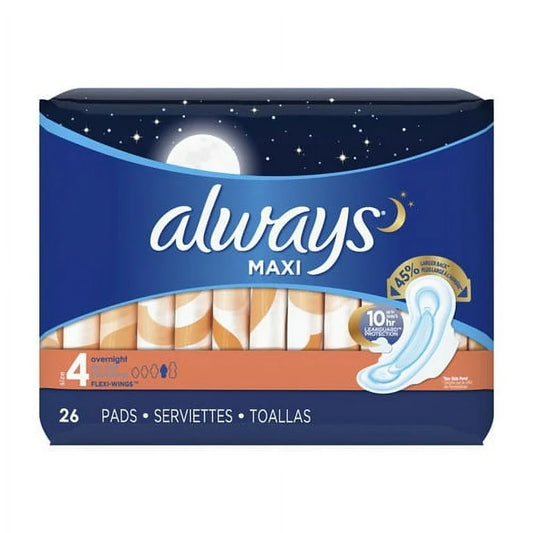 Always Maxi Flex-Wings Pads Overnight Size 4 (26 count)