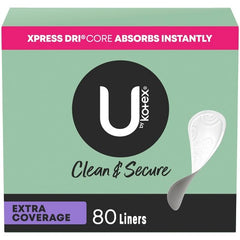 U By Kotex Clean & Secure Liner Extra Coverage 80ct