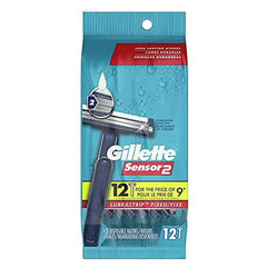 Gillette Sensor2 Lubrastrip Fixed Men's Disposable Razor, 12 Count