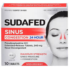 Sudafed Sinus Congestion 24hr Tablets 10 Count