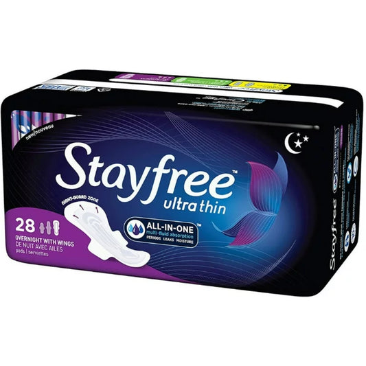 Stayfree Ultra Thin Overnight Pads w/ Wings 28ct
