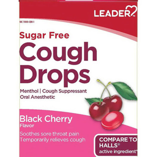 Leader Sugar-Free Cough Drops Black Cherry 25 drops