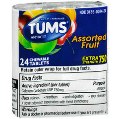 Tums Assorted Fruit Extra Strength 24 chewable tablets