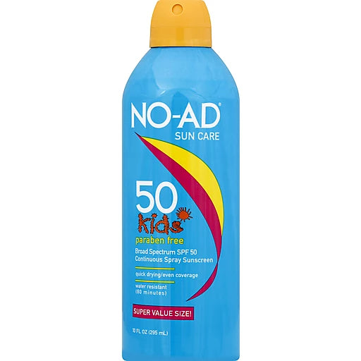 No-Ad Suncare SPF50 Kids Sunscreen Spray 9oz