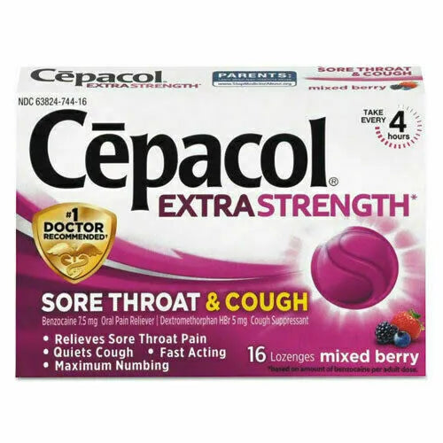 Cepacol Extra Strength Sore Throat + Cough Mixed Berry Flavor 16 lozenges