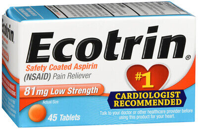 Ecotrin 81mg Low Strength Safety Coated Aspirin (45 tablets)