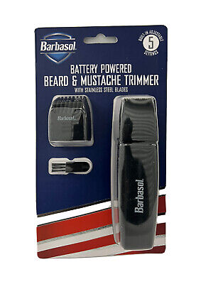 Barbasol Battery Powered Beard 7 Mustache Adjust Trimmer Steel Blades