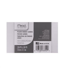 Mead Plain Index Cards 3inx5in 100ct