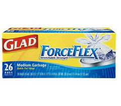 Glad ForceFlex Medium Trash Quick-Tie Bags 8Gal (26ct)