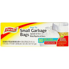 Parade Twist Tie Small Garbage Bags 4GAL 30ct