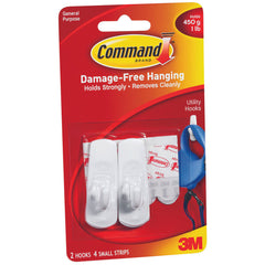 Command Small White Utility Hooks 2ct