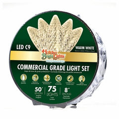 Holiday Bright Lights Warm White C9 Commercial LED Lights 50ft