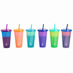 Manna 24oz Cold Color-Changing Tumbler & Straw Set 6ct