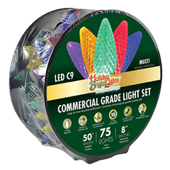 Holiday Bright Lights Multicolored Commercial C9 LED Lights 50ft