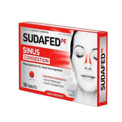 Sudafed PE Sinus Congestion Maximum Strength (18 tablets)