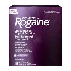 Women's Rogaine 2% Minoxidil Topical Solution Hair Regrowth Treatment 3 Month Supply Three 2 oz Bottles